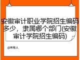 安徽审计职业学院招生编码多少，隶属哪个部门(安徽审计学院招生编码)