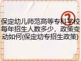 保定幼儿师范高等专科学校每年招生人数多少，政策变动如何(保定幼专招生政策)