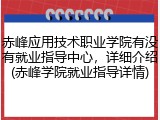 赤峰应用技术职业学院有没有就业指导中心，详细介绍(赤峰学院就业指导详情)