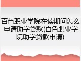 百色职业学院在读期间怎么申请助学贷款(百色职业学院助学贷款申请)