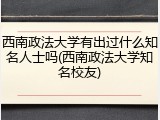 西南政法大学有出过什么知名人士吗(西南政法大学知名校友)