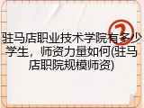 驻马店职业技术学院有多少学生，师资力量如何(驻马店职院规模师资)