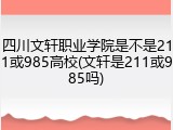 四川文轩职业学院是不是211或985高校(文轩是211或985吗)