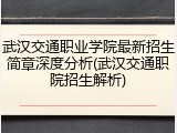 武汉交通职业学院最新招生简章深度分析(武汉交通职院招生解析)