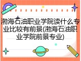 渤海石油职业学院读什么专业比较有前景(渤海石油职业学院前景专业)