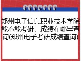 郑州电子信息职业技术学院能不能考研，成绩在哪里查询(郑州电子考研成绩查询)