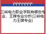 三峡电力职业学院有哪些专业，王牌专业分析(三峡电力王牌专业)