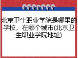 北京卫生职业学院是哪里的学校，在哪个城市(北京卫生职业学院地址)