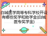 白城医学高等专科学校开设有哪些奖学和助学金(白城医专奖学金)