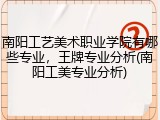 南阳工艺美术职业学院有哪些专业，王牌专业分析(南阳工美专业分析)