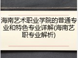 海南艺术职业学院的普通专业和特色专业详解(海南艺职专业解析)