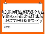 山东服装职业学院哪个专业毕业就业前景比较好(山东服装学院好就业专业)