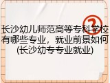 长沙幼儿师范高等专科学校有哪些专业，就业前景如何(长沙幼专专业就业)