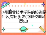 沧州职业技术学院的校训是什么,有何历史(沧职校训及历史)