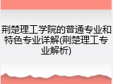 荆楚理工学院的普通专业和特色专业详解(荆楚理工专业解析)