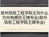 泉州信息工程学院主攻什么方向有哪些王牌专业(泉州信息工程学院王牌专业)