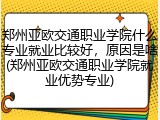 郑州亚欧交通职业学院什么专业就业比较好，原因是啥(郑州亚欧交通职业学院就业优势专业)