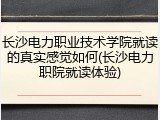 长沙电力职业技术学院就读的真实感觉如何(长沙电力职院就读体验)