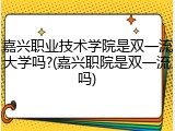 嘉兴职业技术学院是双一流大学吗?(嘉兴职院是双一流吗)