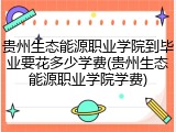 贵州生态能源职业学院到毕业要花多少学费(贵州生态能源职业学院学费)