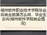 福州软件职业技术学院毕业后就业前景怎么样，毕业生去向(福州软件学院就业情况)