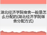 湖北经济学院宿舍一般是怎么分配的(湖北经济学院宿舍分配方式)