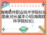 海南软件职业技术学院校长是谁,校长基本介绍(海南软件学院校长)
