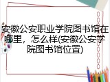 安徽公安职业学院图书馆在哪里，怎么样(安徽公安学院图书馆位置)