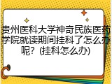 贵州医科大学神奇民族医药学院就读期间挂科了怎么办呢？(挂科怎么办)