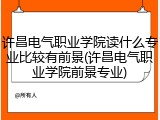 许昌电气职业学院读什么专业比较有前景(许昌电气职业学院前景专业)