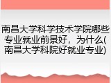 南昌大学科学技术学院哪些专业就业前景好，为什么(南昌大学科院好就业专业)