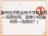 惠州经济职业技术学院是双一流高校吗，简单介绍(惠州双一流高校？)