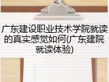 广东建设职业技术学院就读的真实感觉如何(广东建院就读体验)