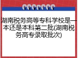 湖南税务高等专科学校是一本还是本科第二批(湖南税务高专录取批次)