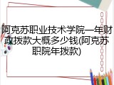 阿克苏职业技术学院一年财政拨款大概多少钱(阿克苏职院年拨款)