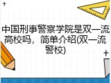 中国刑事警察学院是双一流高校吗，简单介绍(双一流警校)