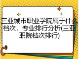 三亚城市职业学院属于什么档次，专业排行分析(三亚职院档次排行)