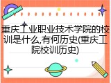 重庆工业职业技术学院的校训是什么,有何历史(重庆工院校训历史)