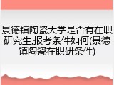 景德镇陶瓷大学是否有在职研究生,报考条件如何(景德镇陶瓷在职研条件)