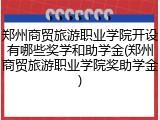 郑州商贸旅游职业学院开设有哪些奖学和助学金(郑州商贸旅游职业学院奖助学金)