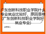 广东创新科技职业学院什么专业就业比较好，原因是啥(广东创新科技职业学院好就业专业)