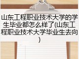 山东工程职业技术大学的学生毕业都怎么样了(山东工程职业技术大学毕业生去向)