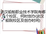 武汉船舶职业技术学院有哪几个校区，何时创办(武汉船院校区及创办时间)