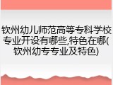 钦州幼儿师范高等专科学校专业开设有哪些,特色在哪(钦州幼专专业及特色)