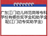 广东江门幼儿师范高等专科学校有哪些奖学金和助学金呢(江门幼专奖助学金)