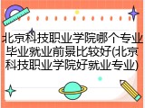 北京科技职业学院哪个专业毕业就业前景比较好(北京科技职业学院好就业专业)