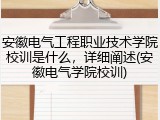 安徽电气工程职业技术学院校训是什么，详细阐述(安徽电气学院校训)