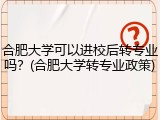 合肥大学可以进校后转专业吗？(合肥大学转专业政策)