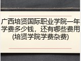 广西培贤国际职业学院一年学费多少钱，还有哪些费用(培贤学院学费杂费)
