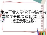 南京工业大学浦江学院高考需多少分能录取呢(南工大浦江录取分数)